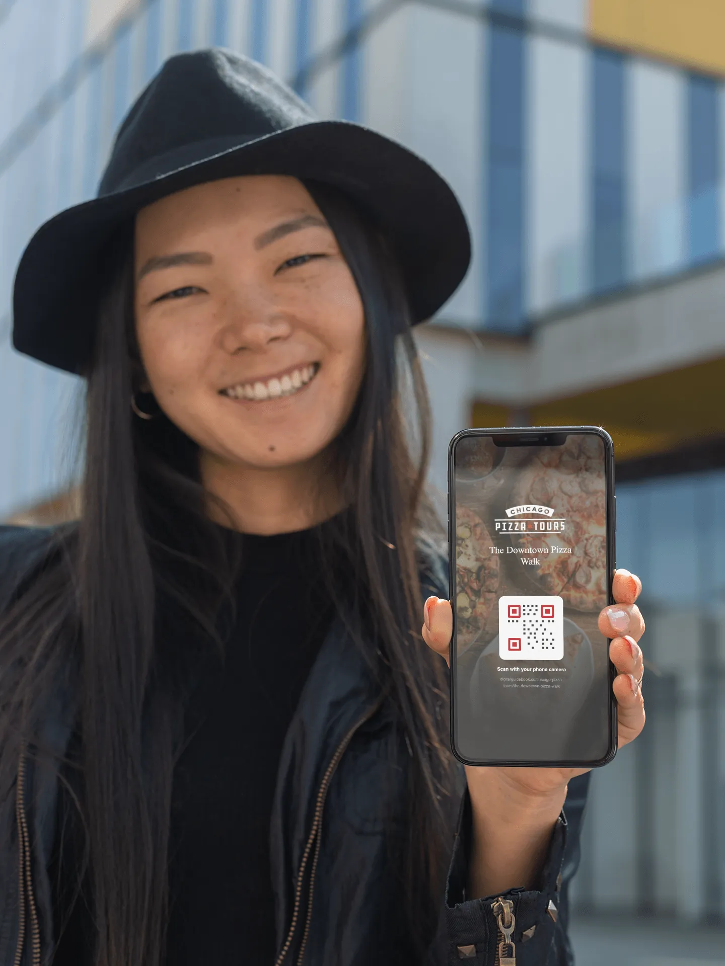 Digital guidebook QR code access on phone