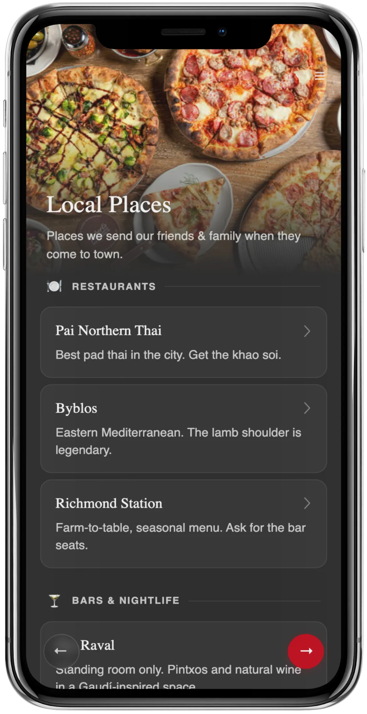 Local restaurant and attraction recommendations