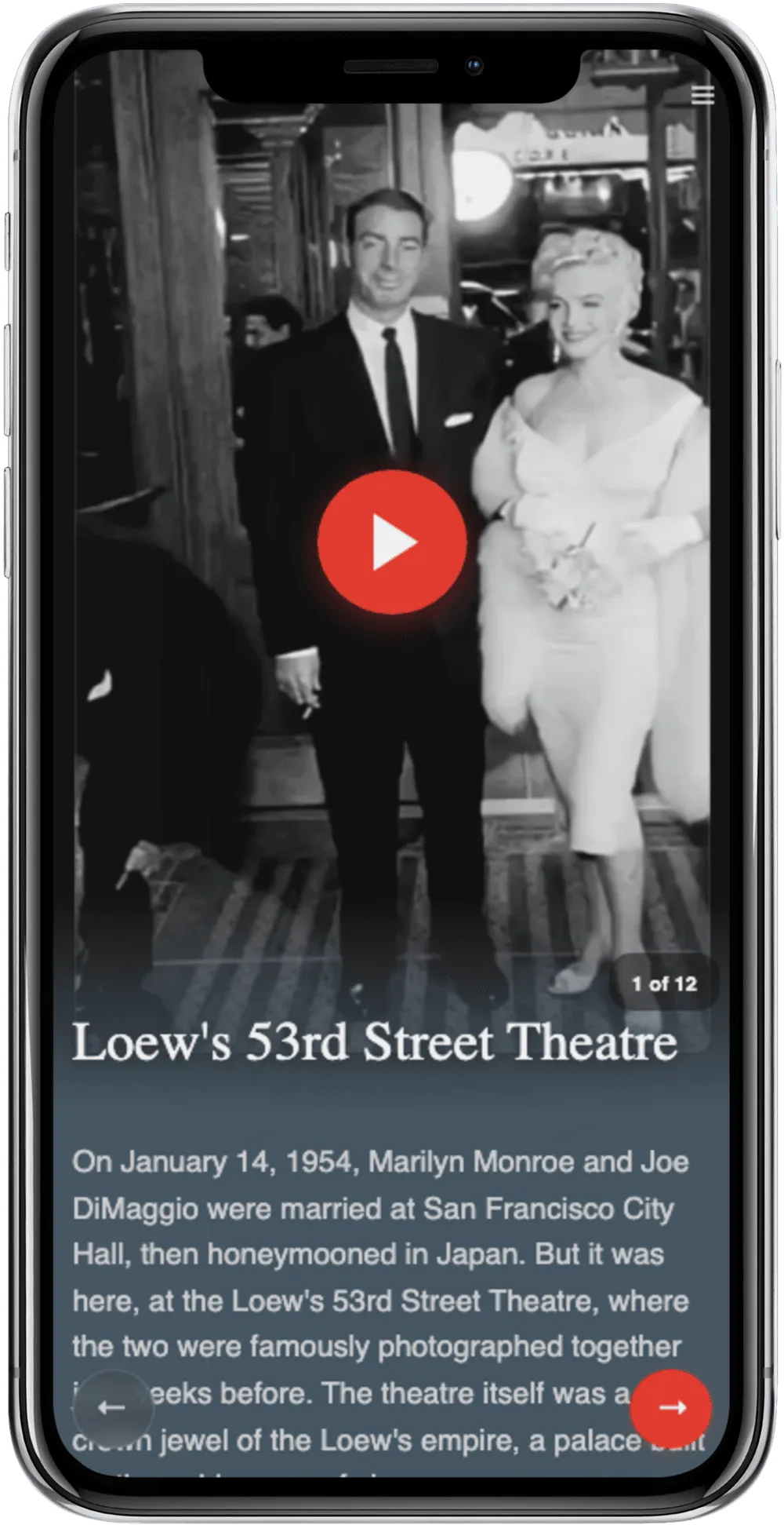 Tour stop with embedded video content