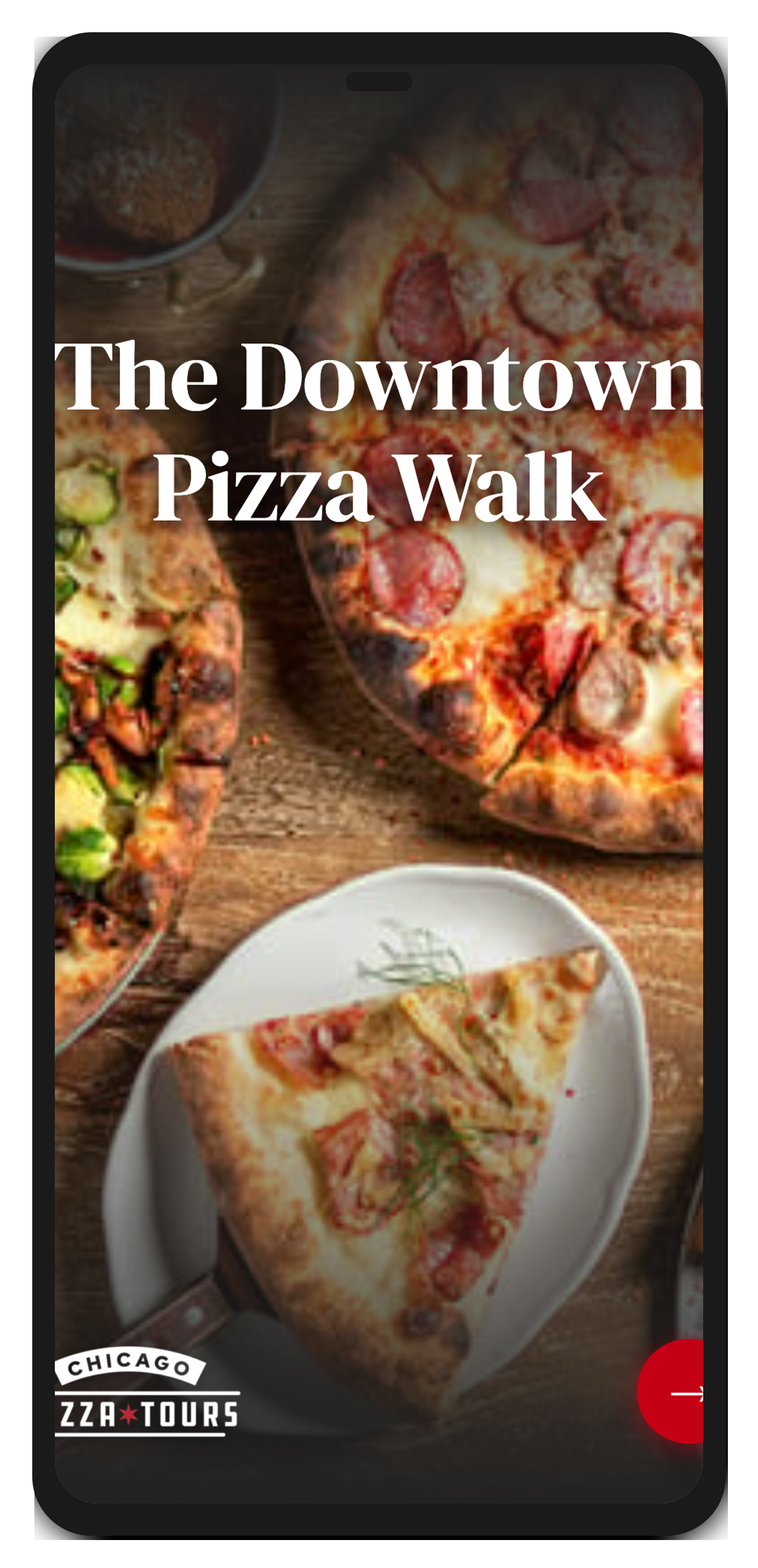 Digital guidebook displayed on a phone, flat view