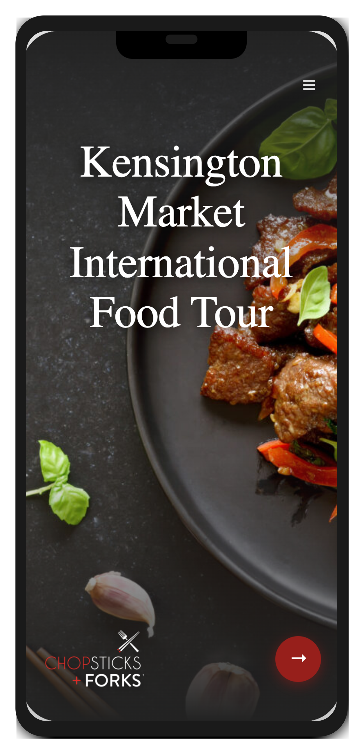 Chopsticks & Forks digital guidebook on an iPhone