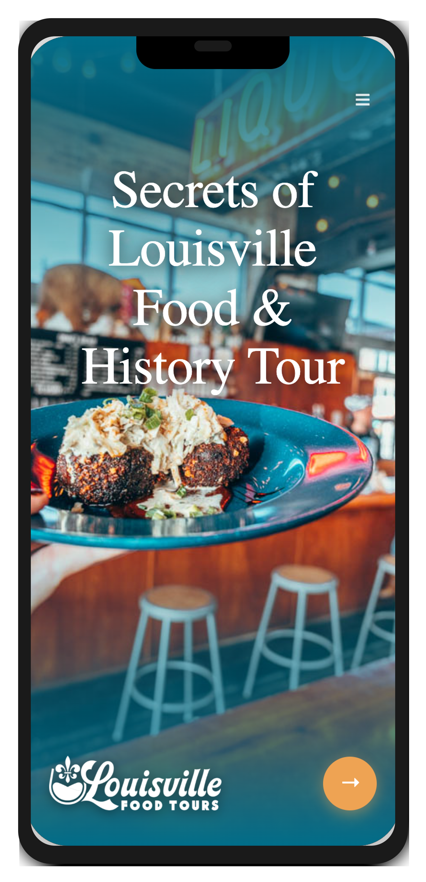 Louisville Food Tours digital guidebook on an iPhone